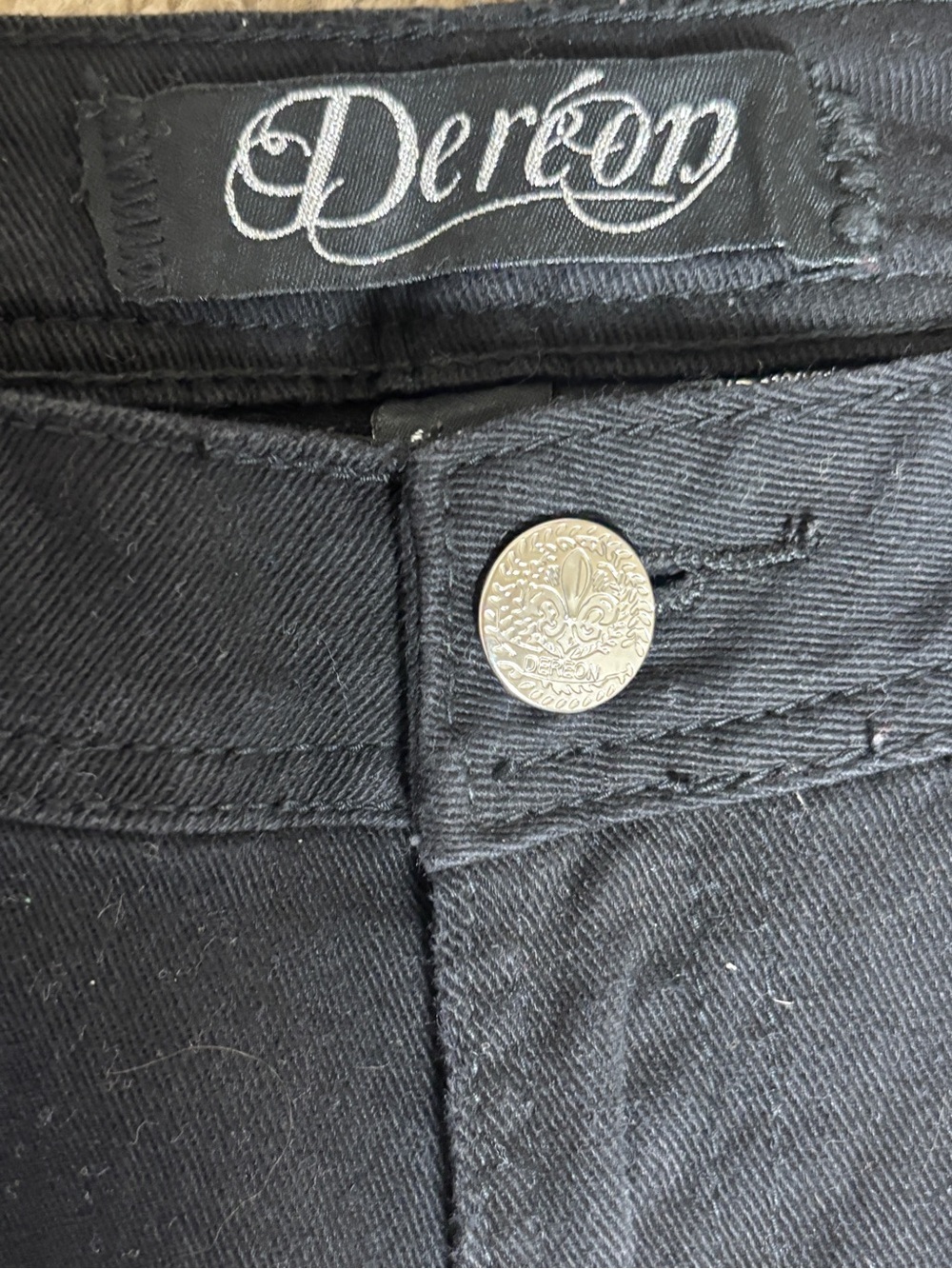 Dereon Black Straight Leg Jeans Size 11/12 Studded Embellished Y2K Low Rise - Picture 5 of 6